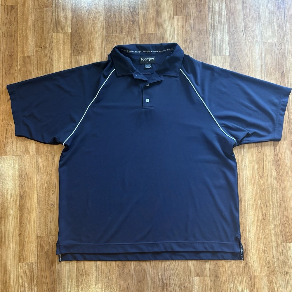 Foot Joy FJ Raglan Short Sleeve Polo Shirt Men XL Navy Blue Golf - Picture 2 of 5
